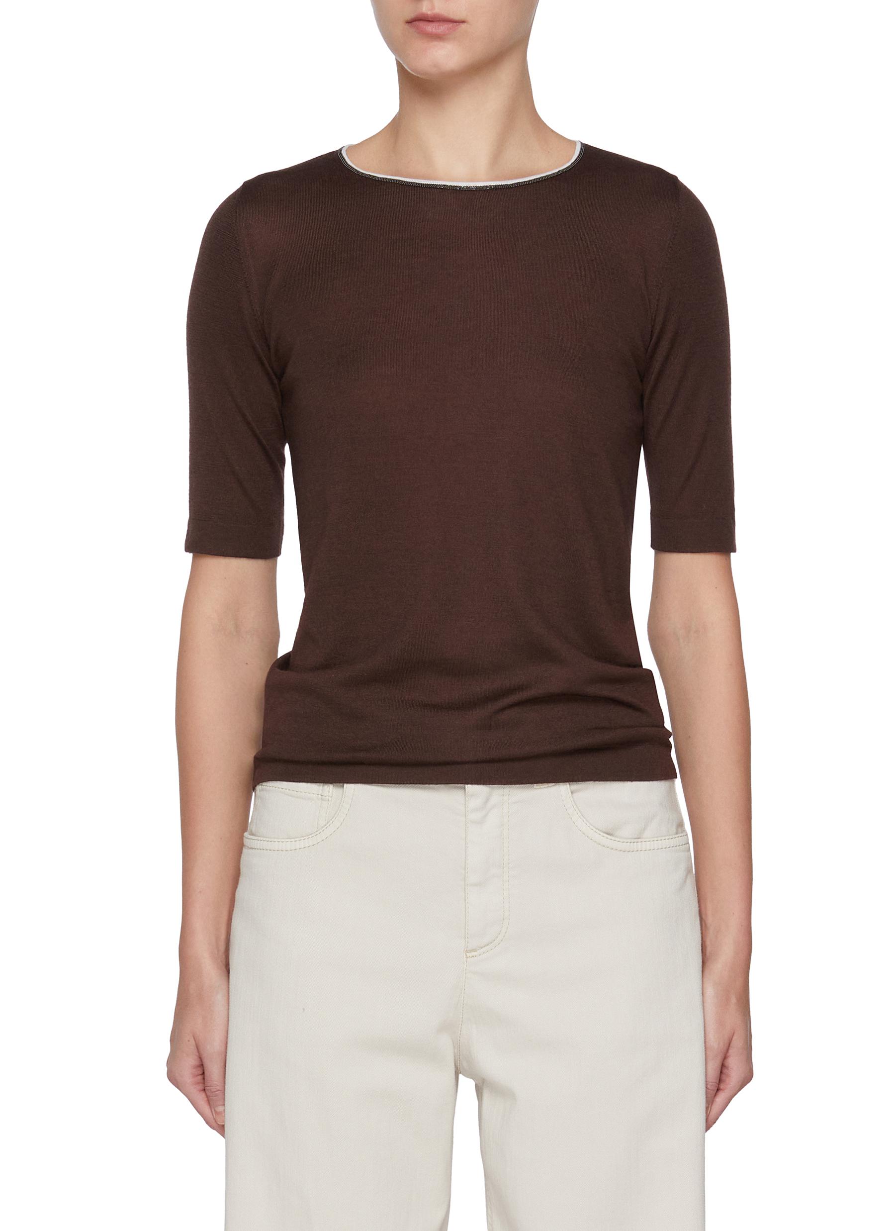 BRUNELLO CUCINELLI | Monili Embellished Neck Cashmere Silk