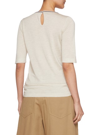 Back View - Click To Enlarge - BRUNELLO CUCINELLI - Monili Neckline Cashmere Silk Knit Top