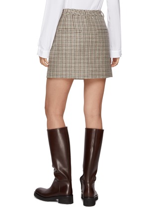 Back View - Click To Enlarge - BRUNELLO CUCINELLI - Pleated Checkered Wool Mini Skirt