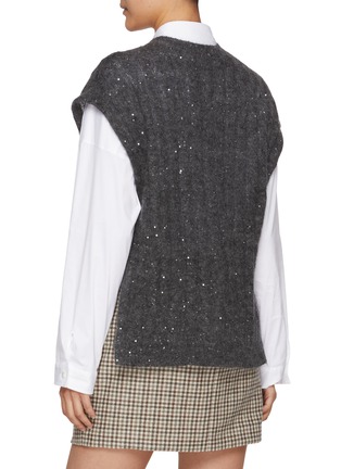 Back View - Click To Enlarge - BRUNELLO CUCINELLI - Cable Knit Sequin Knit Vest