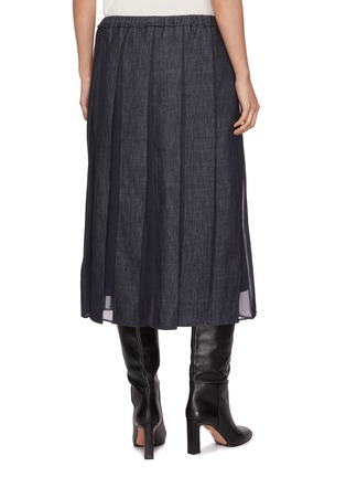 Back View - Click To Enlarge - BRUNELLO CUCINELLI - Pleated Denim Silk Midi Skirt
