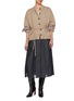 Figure View - Click To Enlarge - BRUNELLO CUCINELLI - Pleated Denim Silk Midi Skirt