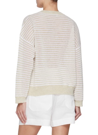 Back View - Click To Enlarge - BRUNELLO CUCINELLI - Striped Lurex Knit Sweater