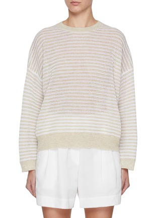 Main View - Click To Enlarge - BRUNELLO CUCINELLI - Striped Lurex Knit Sweater