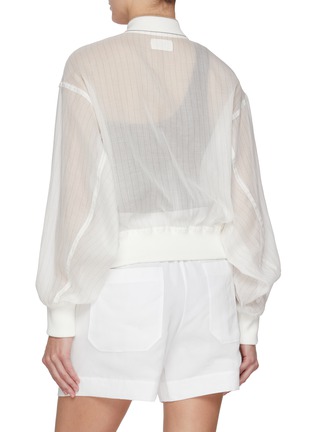 Back View - Click To Enlarge - BRUNELLO CUCINELLI - Sheer Pinstripe Cotton Blouson Jacket