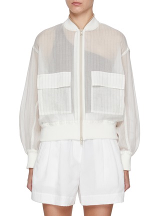 Main View - Click To Enlarge - BRUNELLO CUCINELLI - Sheer Pinstripe Cotton Blouson Jacket