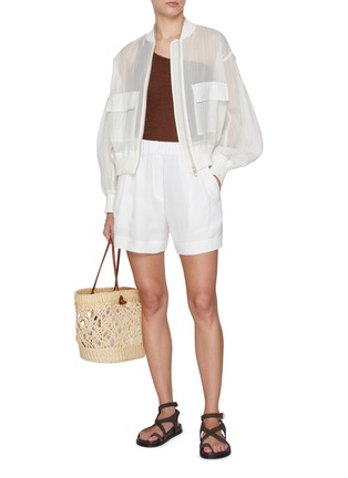 Figure View - Click To Enlarge - BRUNELLO CUCINELLI - Sheer Pinstripe Cotton Blouson Jacket