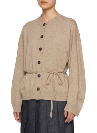 Detail View - Click To Enlarge - BRUNELLO CUCINELLI - Tie Waist Cashmere Cotton Cardigan