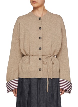 Main View - Click To Enlarge - BRUNELLO CUCINELLI - Tie Waist Cashmere Cotton Cardigan