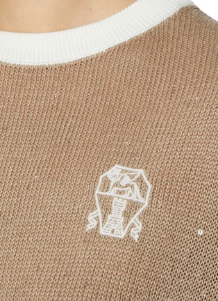  - BRUNELLO CUCINELLI - Logo Embroidered Sequined Linen Silk Knit Top