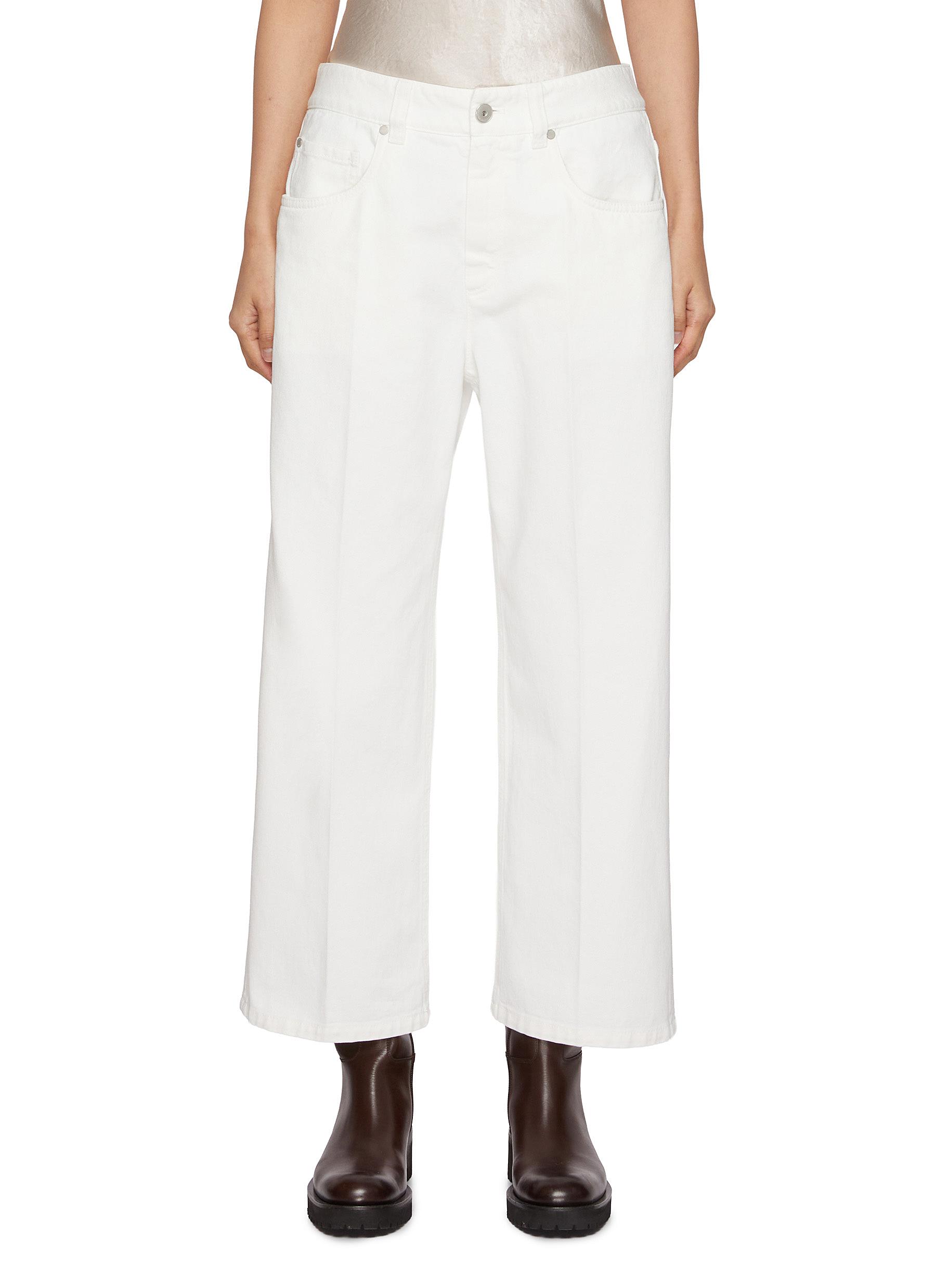 【BRUNELLO CUCINELLI】イタリア デニムワイドパンツ モニーレ BRUNELLO CUCINELLI | Monili Embellished Straight Leg Jeans | Women