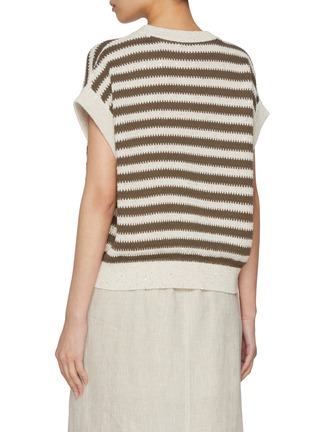 Back View - Click To Enlarge - BRUNELLO CUCINELLI - Sequined Striped Knit Top