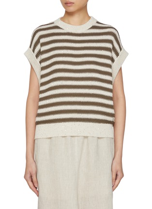 Main View - Click To Enlarge - BRUNELLO CUCINELLI - Sequined Striped Knit Top