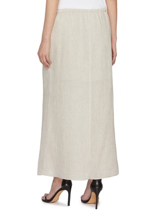 Back View - Click To Enlarge - BRUNELLO CUCINELLI - Drawstring Elasticated Waist Linen Maxi Skirt