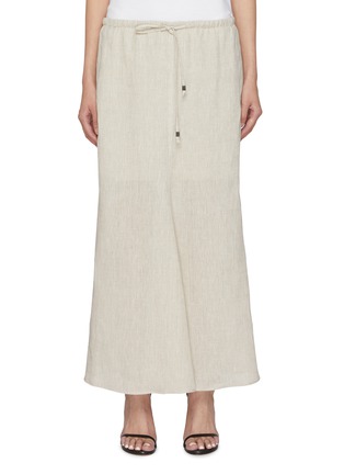 Main View - Click To Enlarge - BRUNELLO CUCINELLI - Drawstring Elasticated Waist Linen Maxi Skirt