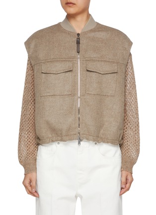 Main View - Click To Enlarge - BRUNELLO CUCINELLI - Zip Up Cap Sleeve Wool Gilet