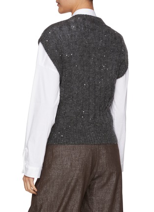 Back View - Click To Enlarge - BRUNELLO CUCINELLI - Cap Sleeve Sequin Knit Cardigan