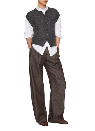 Figure View - Click To Enlarge - BRUNELLO CUCINELLI - Cap Sleeve Sequin Knit Cardigan
