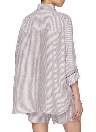 Back View - Click To Enlarge - BRUNELLO CUCINELLI - Quarter Sleeve Linen Button Up Shirt