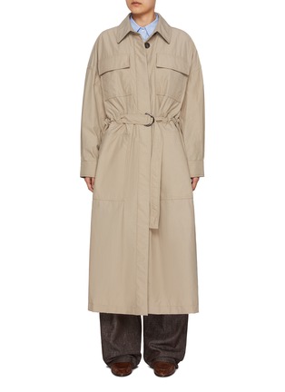Main View - Click To Enlarge - BRUNELLO CUCINELLI - Monili Back Tab Belted Long Coat