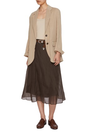 Figure View - Click To Enlarge - BRUNELLO CUCINELLI - Sheer Silk Midi Skirt