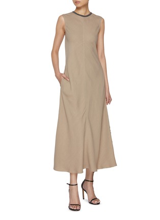 Figure View - Click To Enlarge - BRUNELLO CUCINELLI - Monili Neckline Flared Dress