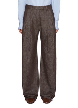 Main View - Click To Enlarge - BRUNELLO CUCINELLI - Pleated Front Slouchy Dark Wash Denim Pants