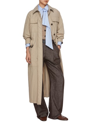 Figure View - Click To Enlarge - BRUNELLO CUCINELLI - Pleated Front Slouchy Dark Wash Denim Pants