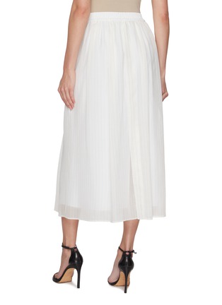 Back View - Click To Enlarge - BRUNELLO CUCINELLI - Sheer Pinstripe Gathered Cotton Midi Skirt