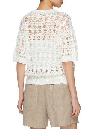 Back View - Click To Enlarge - BRUNELLO CUCINELLI - Half Sleeve Hollow Knit Top