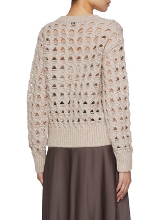 Back View - Click To Enlarge - HERNO - Round Neck Open Knit Sweater