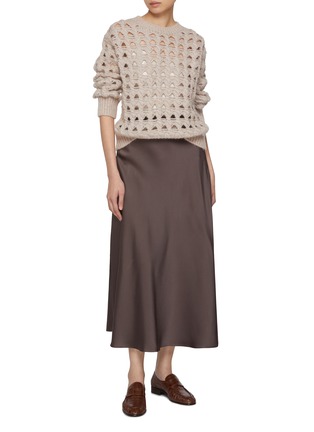 Figure View - Click To Enlarge - HERNO - Round Neck Open Knit Sweater