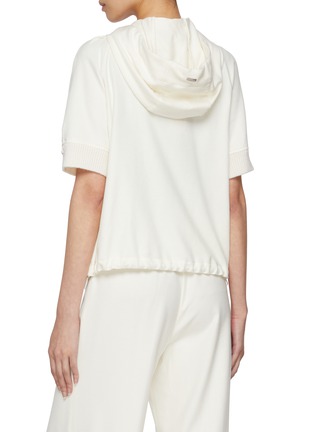 Back View - Click To Enlarge - HERNO - Short Sleeve Silk Cashmere Hooded Jacket