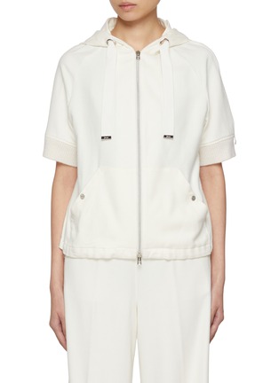 Main View - Click To Enlarge - HERNO - Short Sleeve Silk Cashmere Hooded Jacket