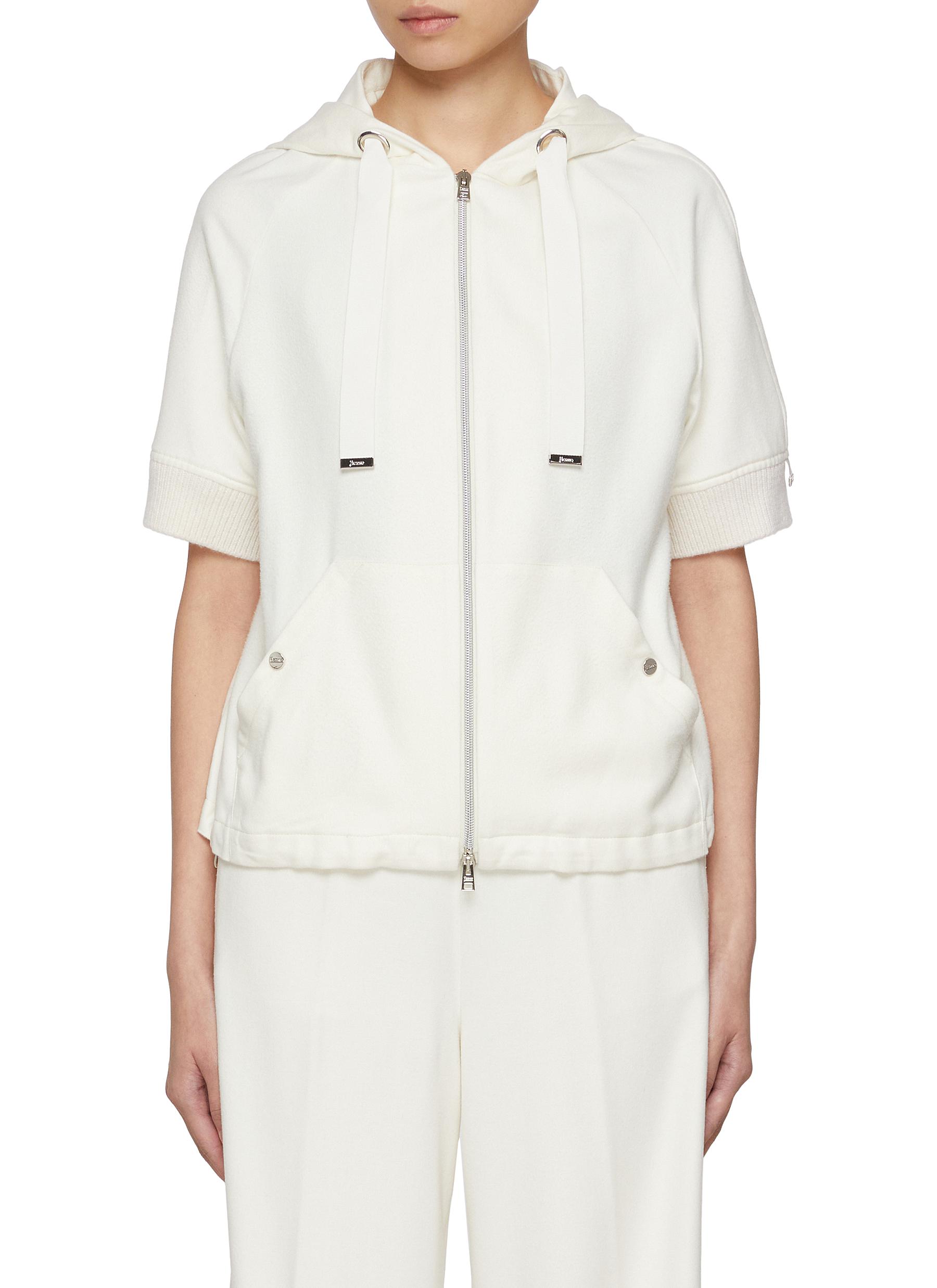 HERNO | Short Sleeve Silk Cashmere Hooded Jacket | Women