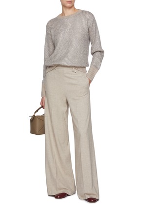 Figure View - Click To Enlarge - HERNO - Wide Leg Flannel Pants