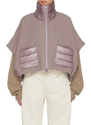 Main View - Click To Enlarge - HERNO - Puff Pocket Zip Up Wool Cashmere Poncho