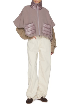 Figure View - Click To Enlarge - HERNO - Puff Pocket Zip Up Wool Cashmere Poncho