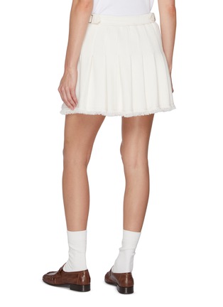 Back View - Click To Enlarge - BARRIE - Frayed Hem Side Buckle Pleated Cashmere Cotton Skirt
