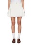 Main View - Click To Enlarge - BARRIE - Frayed Hem Side Buckle Pleated Cashmere Cotton Skirt
