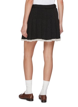 Back View - Click To Enlarge - BARRIE - Frayed Hem Side Buckle Pleated Cashmere Cotton Skirt