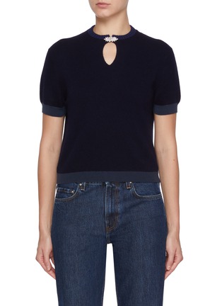 Main View - Click To Enlarge - BARRIE - Strass Embellished Cashmere Knit Top