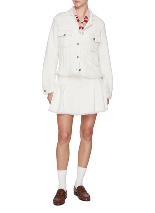 Figure View - Click To Enlarge - BARRIE - Pleated Light Wash Denim Jacket