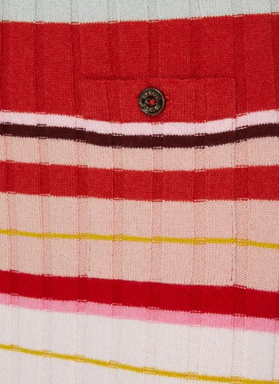  - BARRIE - Striped Ribbed Cashmere Knit Midi Skirt