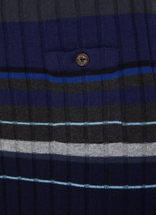  - BARRIE - Striped Ribbed Cashmere Knit Midi Skirt
