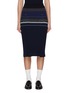 Main View - Click To Enlarge - BARRIE - Striped Ribbed Cashmere Knit Midi Skirt