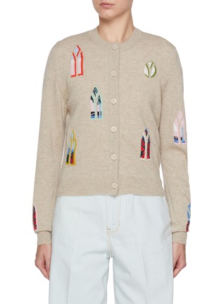 Main View - Click To Enlarge - BARRIE - Window Intarsia Cashmere Knit Cardigan