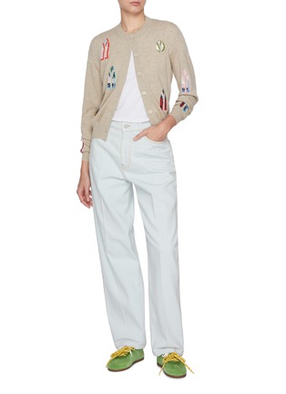 Figure View - Click To Enlarge - BARRIE - Window Intarsia Cashmere Knit Cardigan