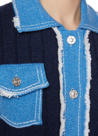  - BARRIE - Hybrid Frayed Edge Dark Wash Denim Knit Jacket