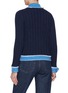 Back View - Click To Enlarge - BARRIE - Hybrid Frayed Edge Dark Wash Denim Knit Jacket